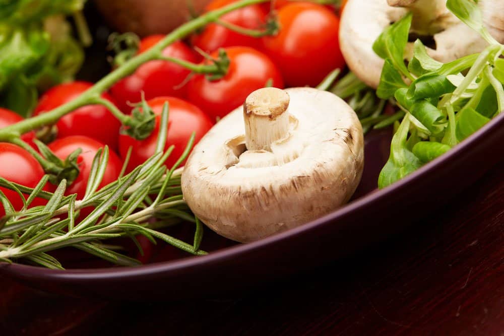 Mushrooms and Vegetables in a Bowl