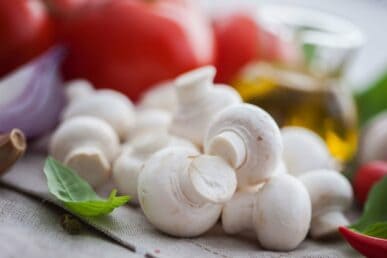 Raw Mushrooms on Table